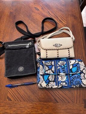 3 bags -Kipling, Brighton,Vera Bradley crossbody, small bags.